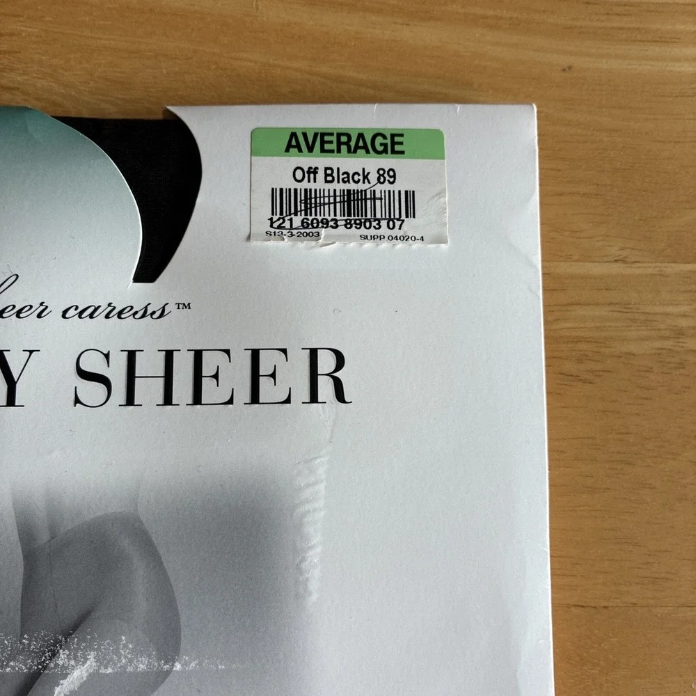 Sheer Caress Silky Sheer Pantyhose Off Black Average Size NWT